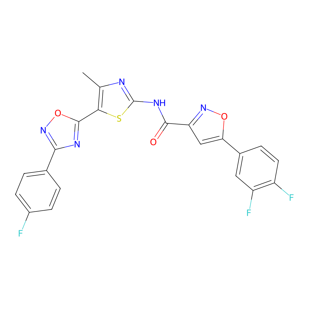 5-(3,4-difluorophenyl)-N-[(2Z)-5-[3-(4-fluorophenyl)-1,2,4-oxadiazol-5-yl]-4-methyl-1,3-thiazol-2(3H)-ylidene]-1,2-oxazole-3-carboxamide molecular structure, CAS 1144428-85-2
