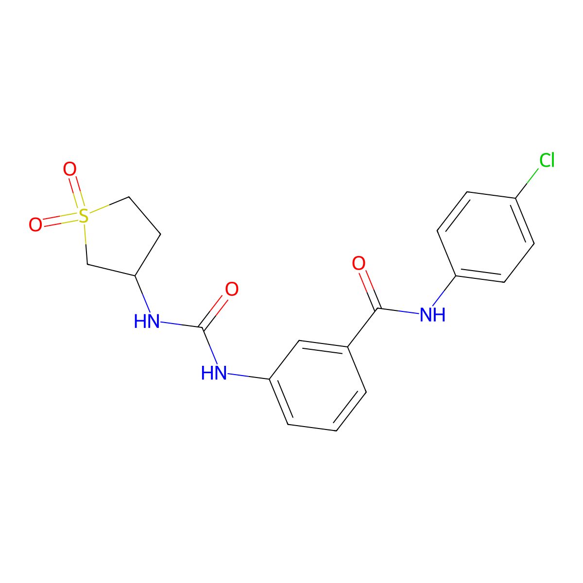 N-(4-chlorophenyl)-3-{[(1,1-dioxidotetrahydrothiophen-3-yl)carbamoyl]amino}benzamide molecular structure, CAS 1144428-89-6