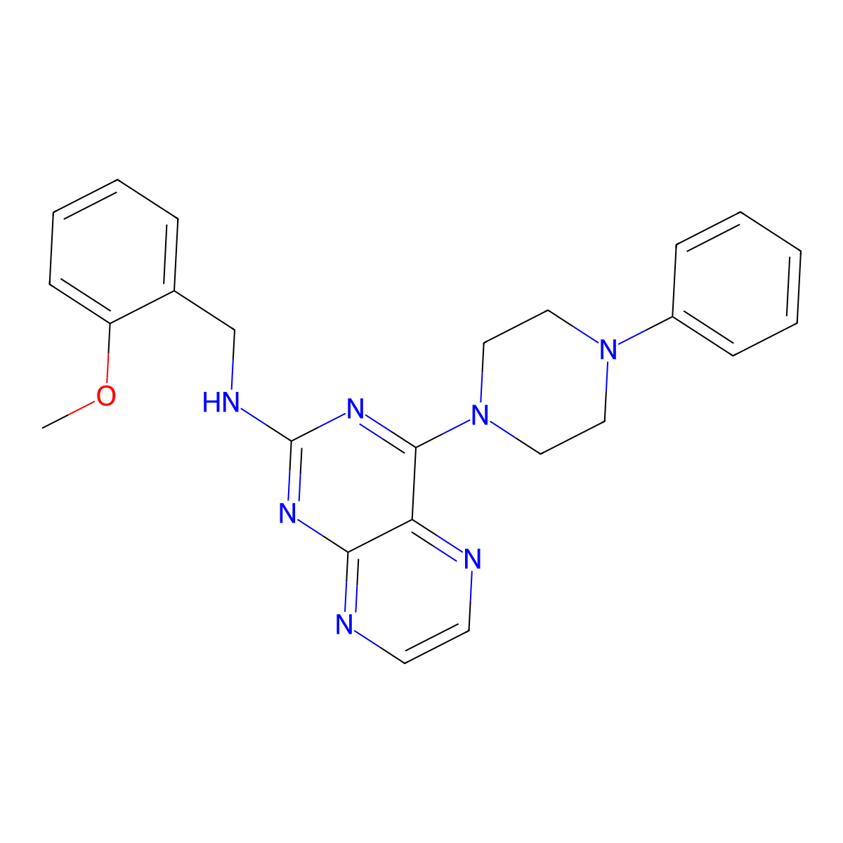 N-(2-methoxybenzyl)-4-(4-phenylpiperazin-1-yl)pteridin-2-amine molecular structure, CAS 1144428-94-3