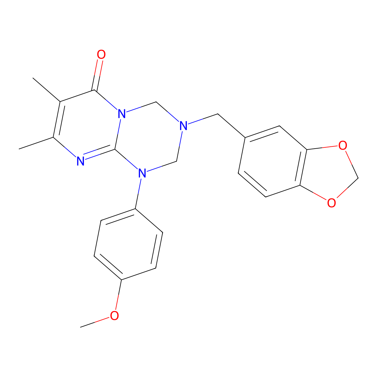 3-(1,3-benzodioxol-5-ylmethyl)-1-(4-methoxyphenyl)-7,8-dimethyl-1,2,3,4-tetrahydro-6H-pyrimido[1,2-a][1,3,5]triazin-6-one molecular structure, CAS 1144428-95-4