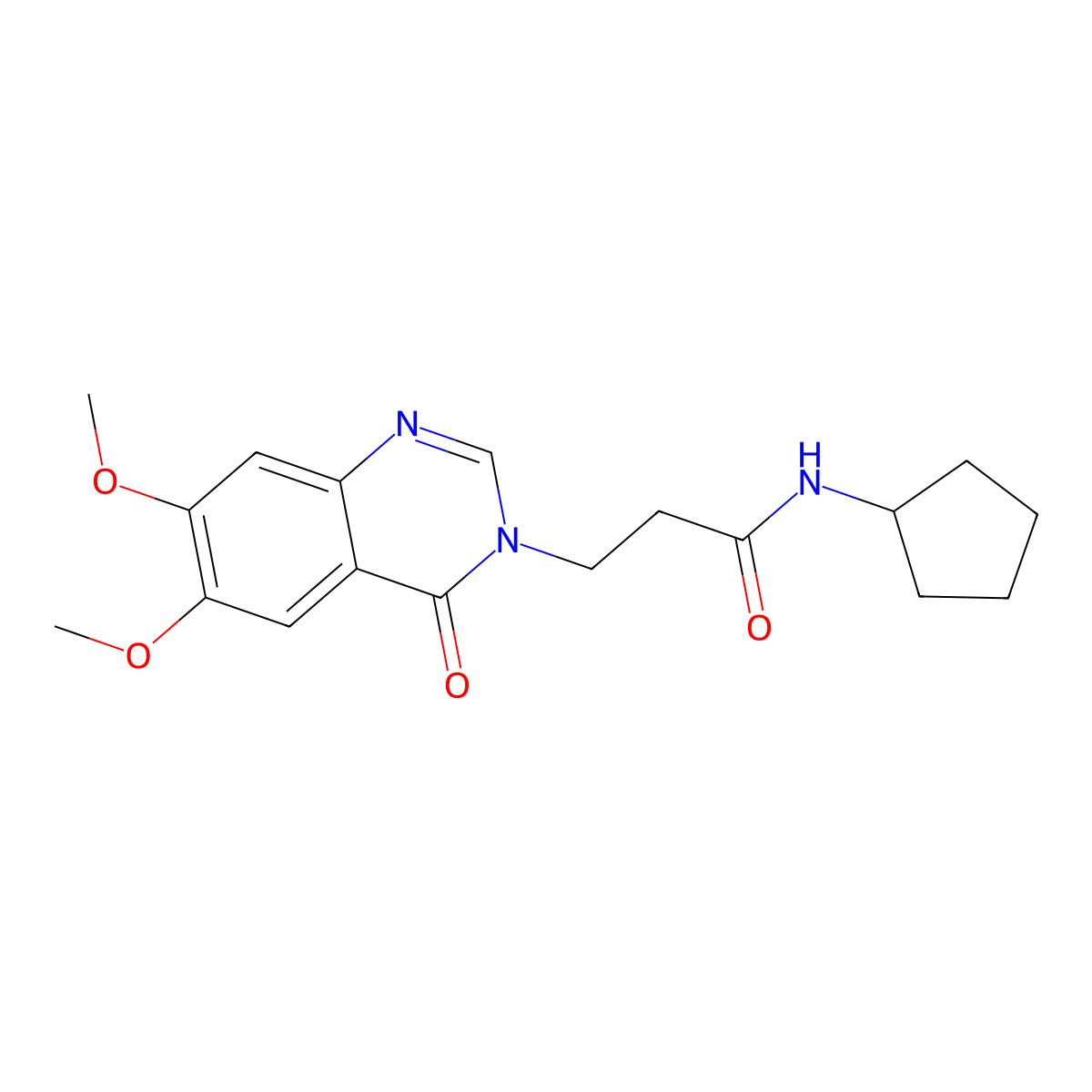 N-cyclopentyl-3-(6,7-dimethoxy-4-oxoquinazolin-3(4H)-yl)propanamide molecular structure, CAS 1144429-01-5