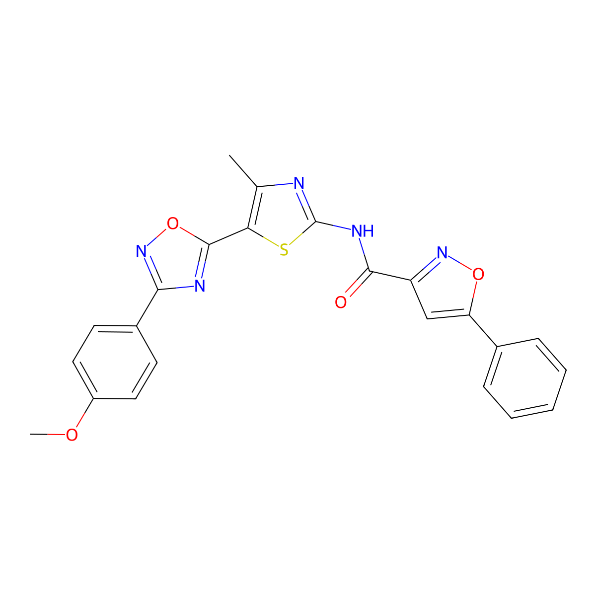 N-[(2E)-5-[3-(4-methoxyphenyl)-1,2,4-oxadiazol-5-yl]-4-methyl-1,3-thiazol-2(3H)-ylidene]-5-phenyl-1,2-oxazole-3-carboxamide molecular structure, CAS 1144429-07-1