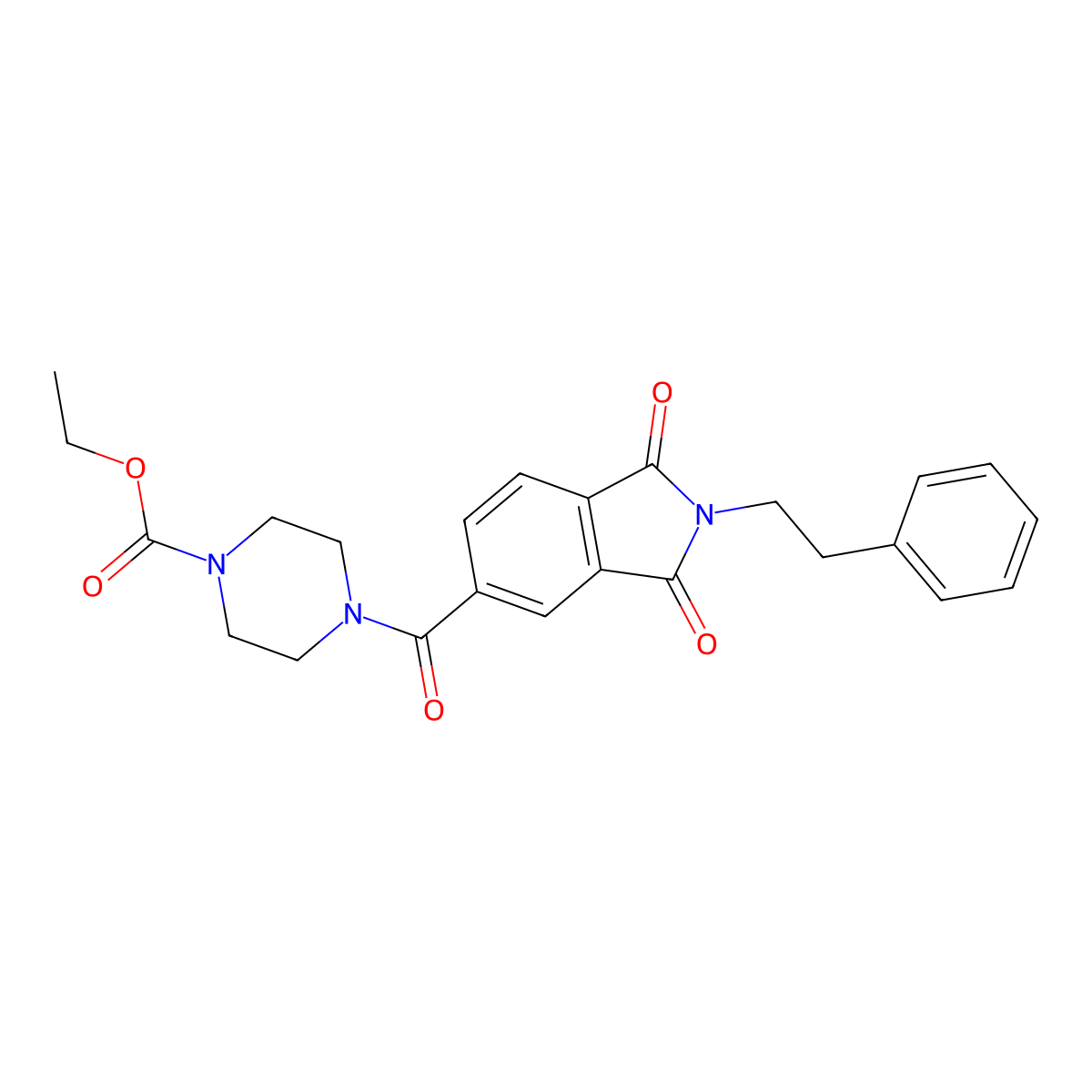 ethyl 4-{[1,3-dioxo-2-(2-phenylethyl)-2,3-dihydro-1H-isoindol-5-yl]carbonyl}piperazine-1-carboxylate molecular structure, CAS 1144429-61-7