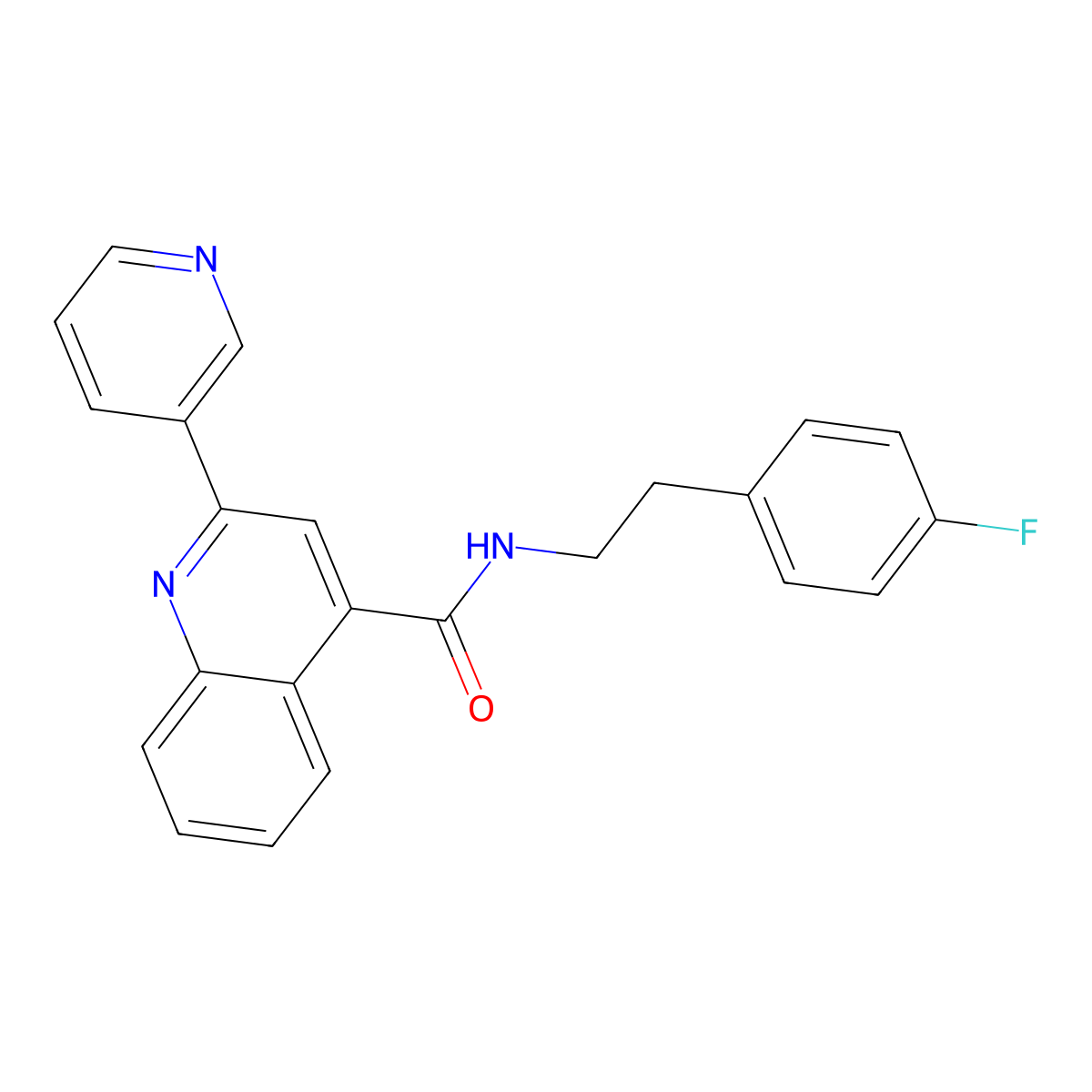 N-(4-fluorophenethyl)-2-(3-pyridyl)-4-quinolinecarboxamide molecular structure, CAS 1144429-66-2