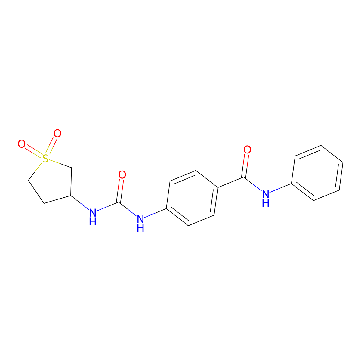 4-{[(1,1-dioxidotetrahydrothiophen-3-yl)carbamoyl]amino}-N-phenylbenzamide molecular structure, CAS 1144429-76-4