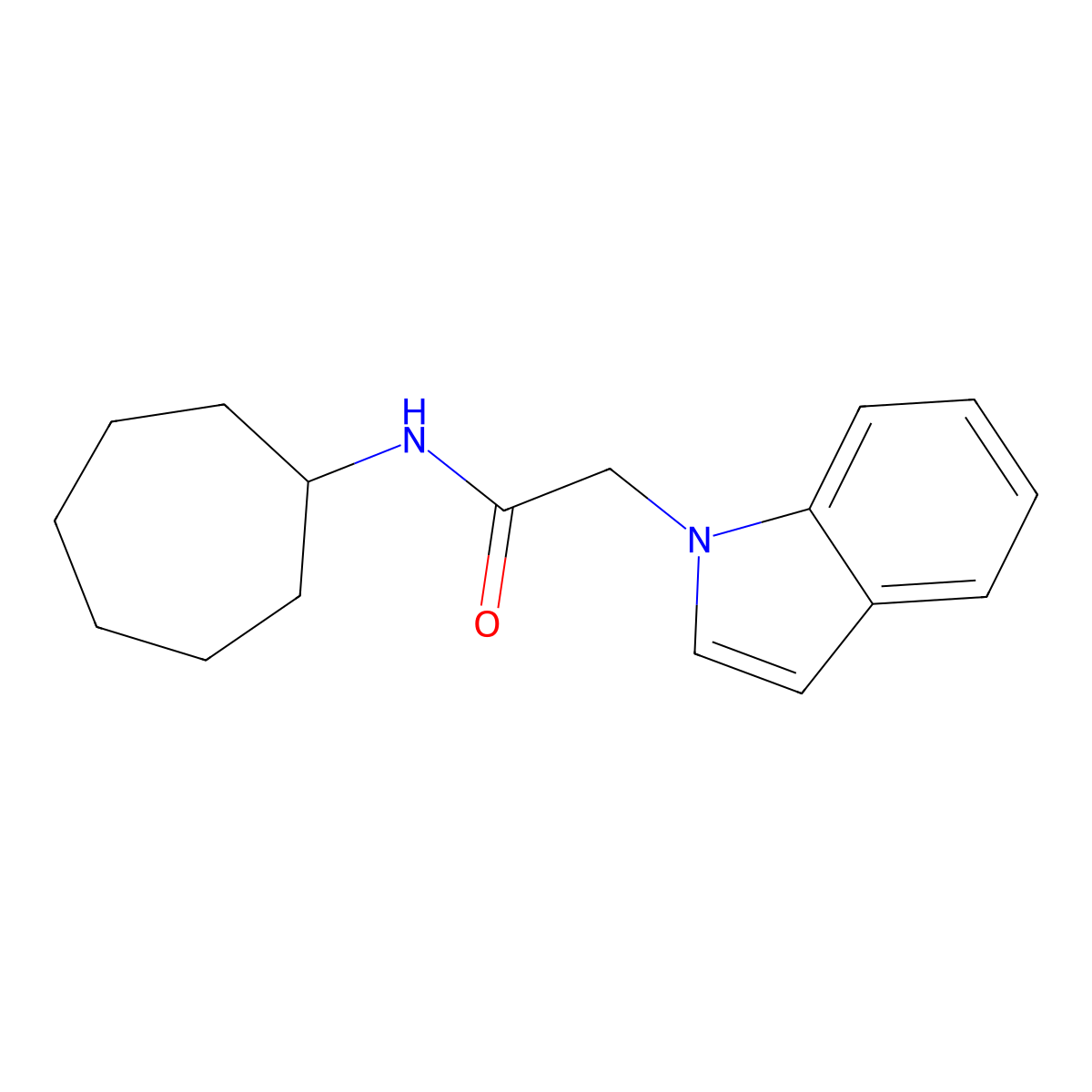 N-cycloheptyl-2-(1H-indol-1-yl)acetamide molecular structure, CAS 1144430-13-6