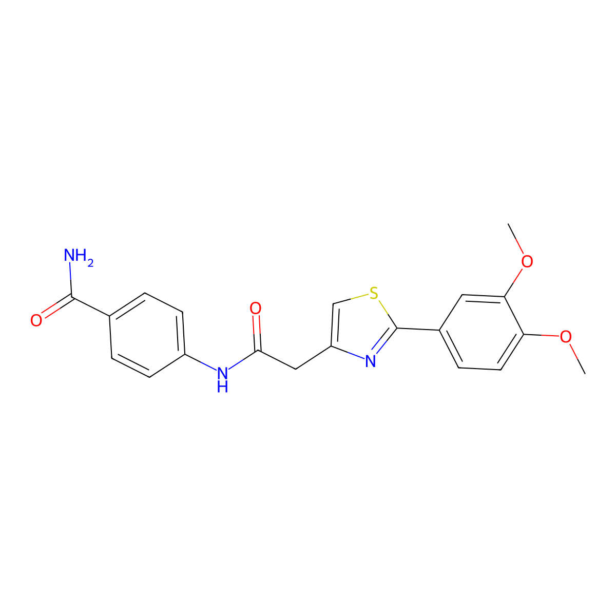 4-({[2-(3,4-Dimethoxyphenyl)-1,3-thiazol-4-yl]acetyl}amino)benzamide molecular structure, CAS 1144430-33-0