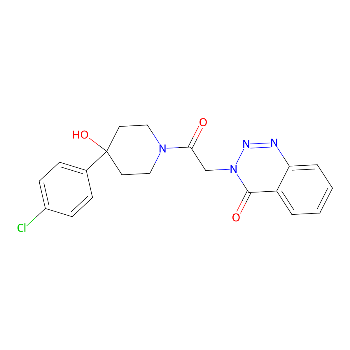 3-{2-[4-(4-chlorophenyl)-4-hydroxypiperidino]-2-oxoethyl}-1,2,3-benzotriazin-4(3H)-one molecular structure, CAS 1144430-35-2