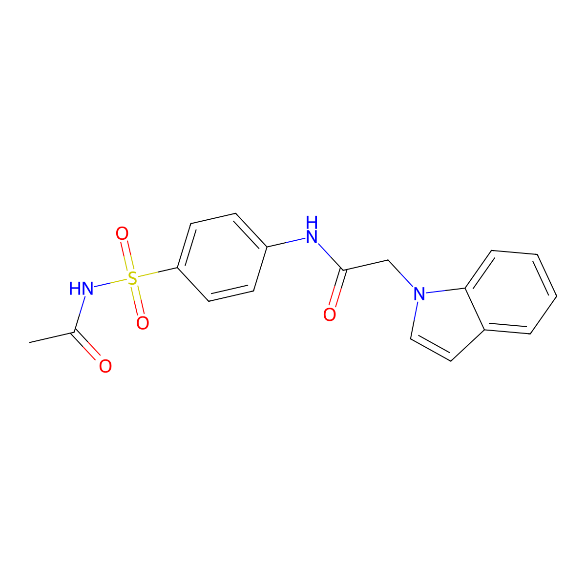 N-[4-(acetylsulfamoyl)phenyl]-2-(1H-indol-1-yl)acetamide molecular structure, CAS 1144430-37-4