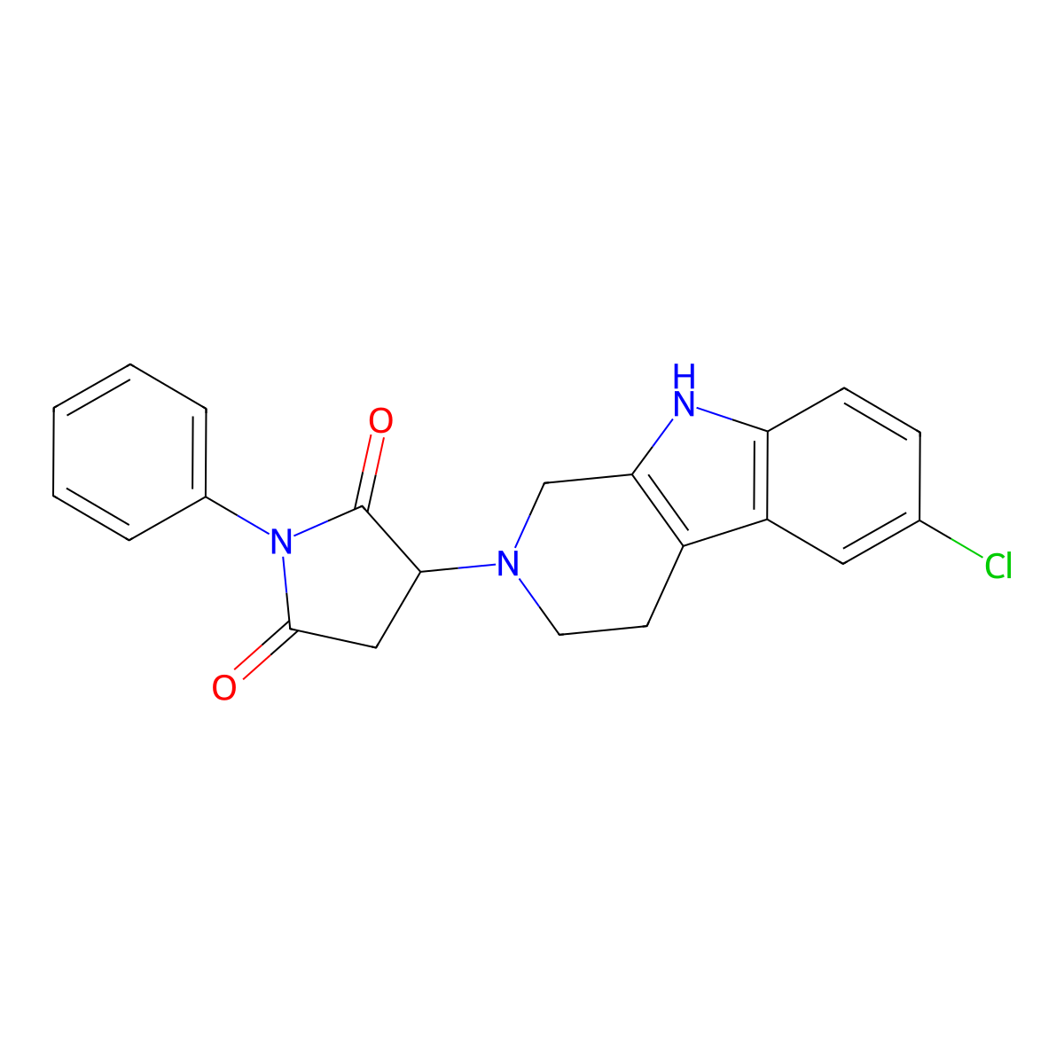 3-(6-chloro-1,3,4,9-tetrahydro-2H-beta-carbolin-2-yl)-1-phenylpyrrolidine-2,5-dione molecular structure, CAS 1144430-39-6
