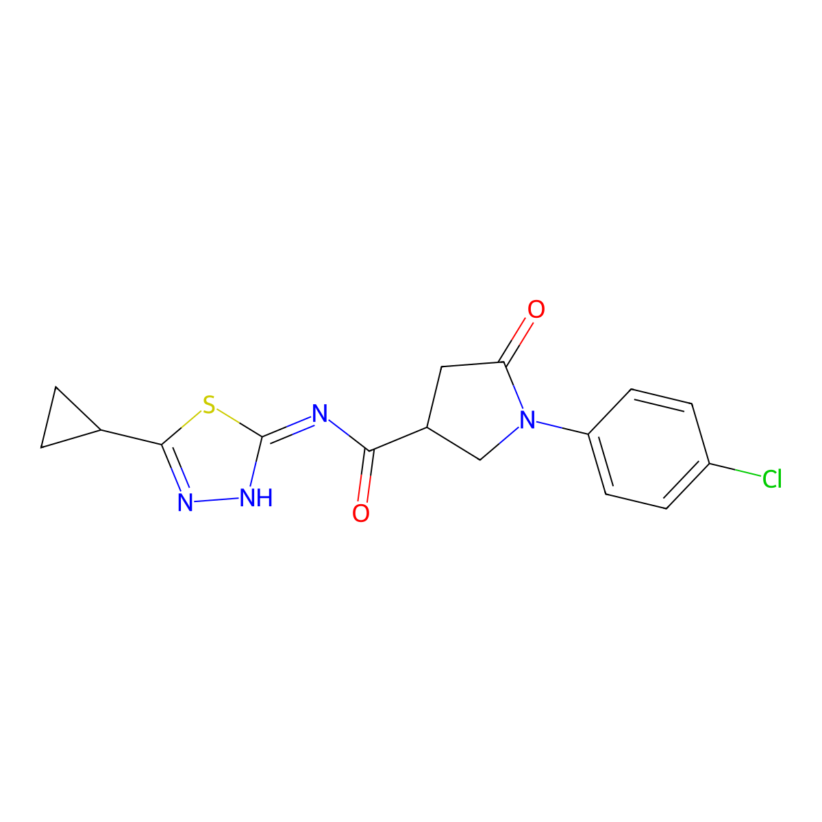 1-(4-chlorophenyl)-N-(5-cyclopropyl-1,3,4-thiadiazol-2-yl)-5-oxopyrrolidine-3-carboxamide molecular structure, CAS 1144430-46-5