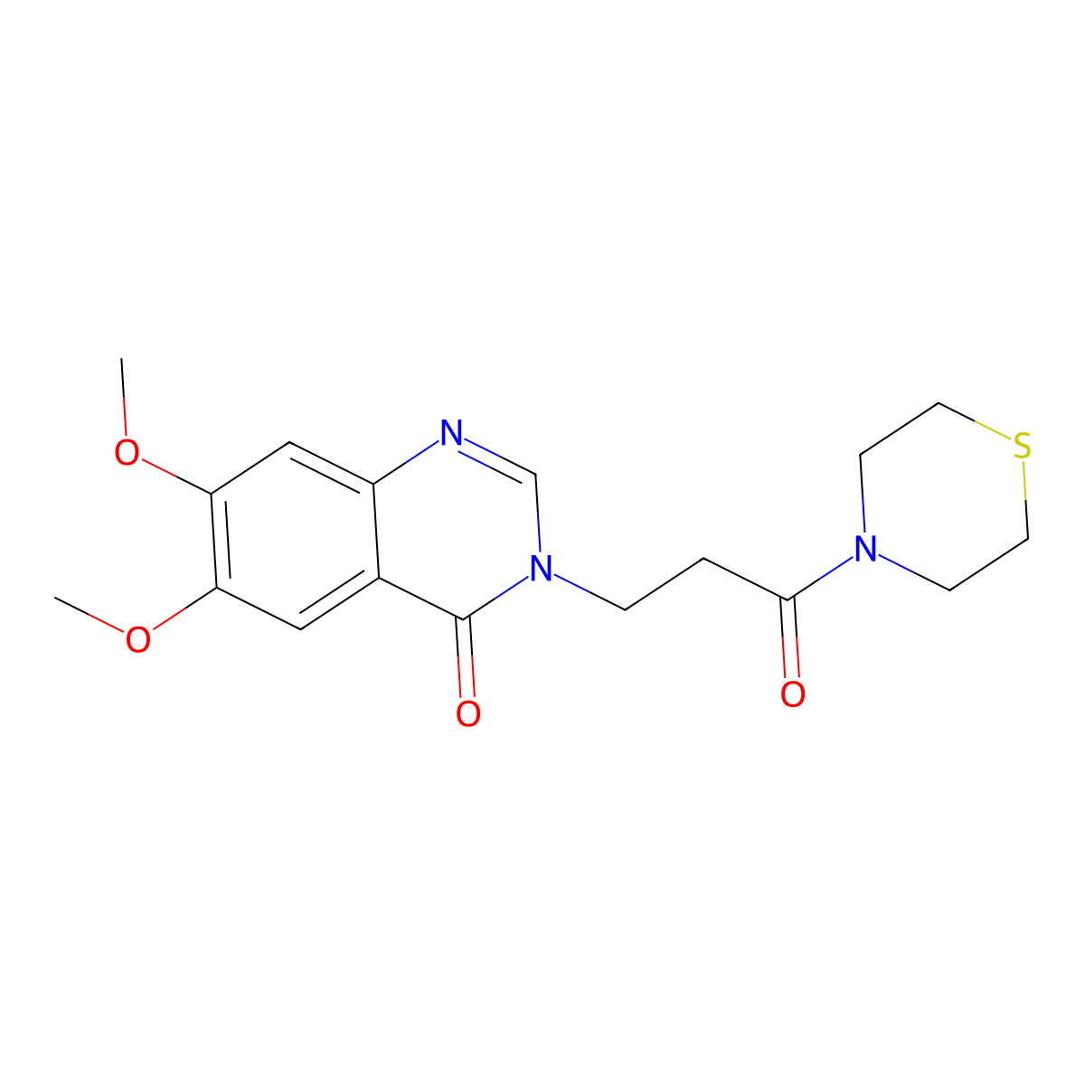 6,7-dimethoxy-3-[3-oxo-3-(thiomorpholin-4-yl)propyl]quinazolin-4(3H)-one molecular structure, CAS 1144430-54-5