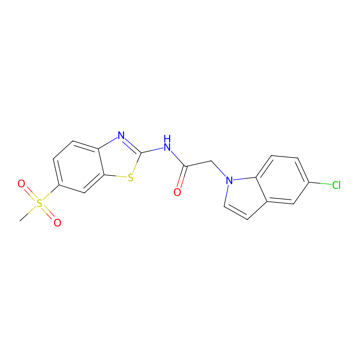 2-(5-chloro-1H-indol-1-yl)-N-[(2Z)-6-(methylsulfonyl)-1,3-benzothiazol-2(3H)-ylidene]acetamide molecular structure, CAS 1144430-56-7