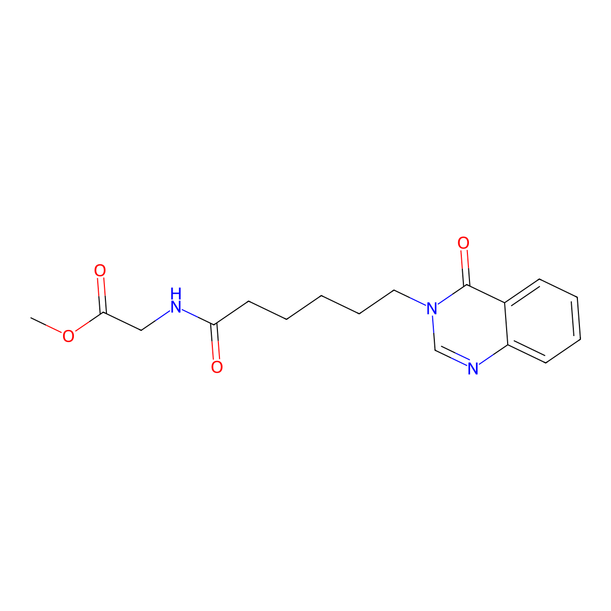 methyl 2-({6-[4-oxo-3(4H)-quinazolinyl]hexanoyl}amino)acetate molecular structure, CAS 1144430-66-9