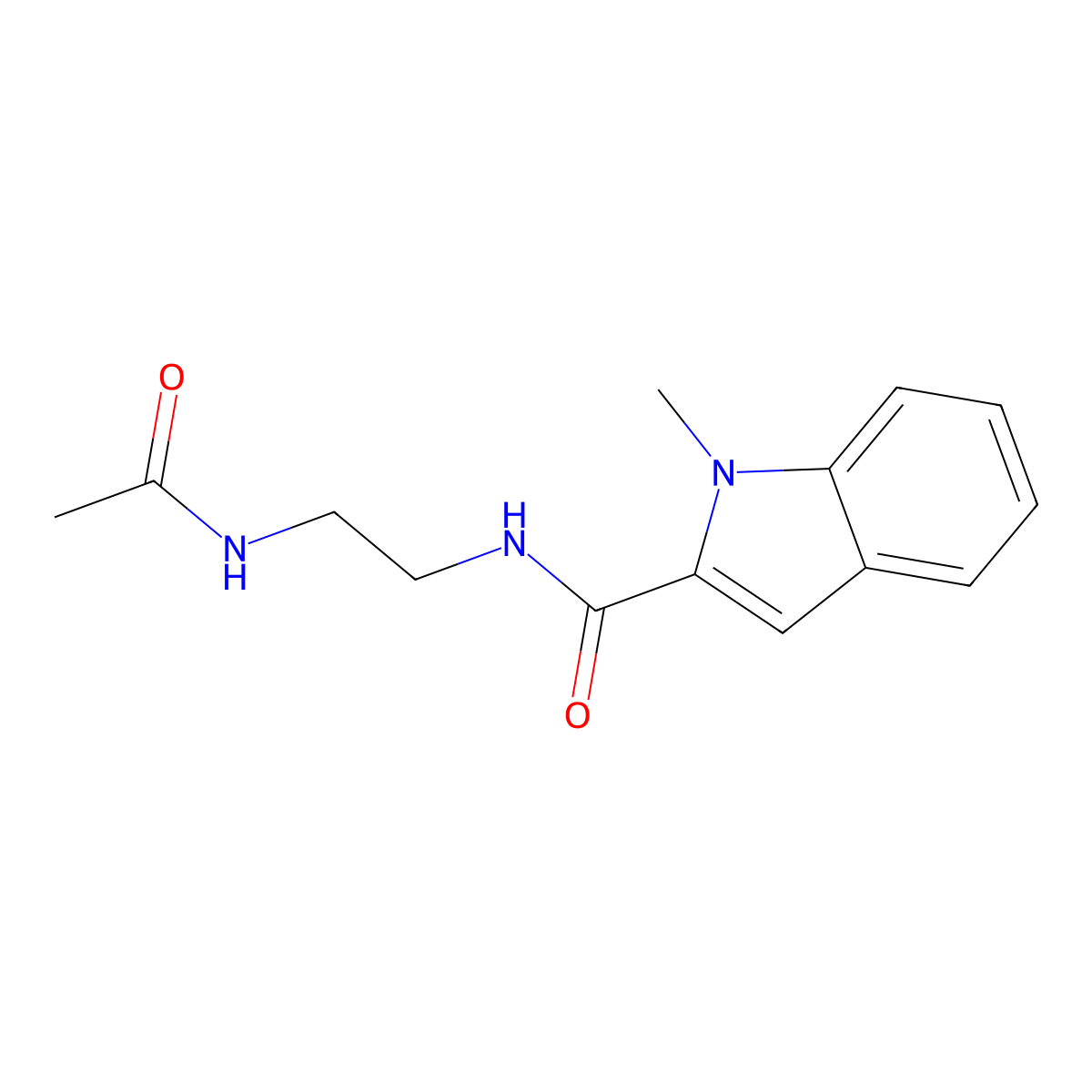 N-[2-(acetylamino)ethyl]-1-methyl-1H-indole-2-carboxamide molecular structure, CAS 1144430-70-5