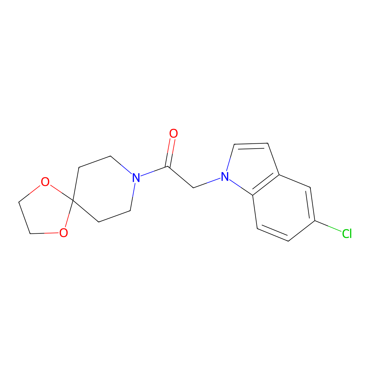 8-[(5-chloro-1H-indol-1-yl)acetyl]-1,4-dioxa-8-azaspiro[4.5]decane molecular structure, CAS 1144430-73-8