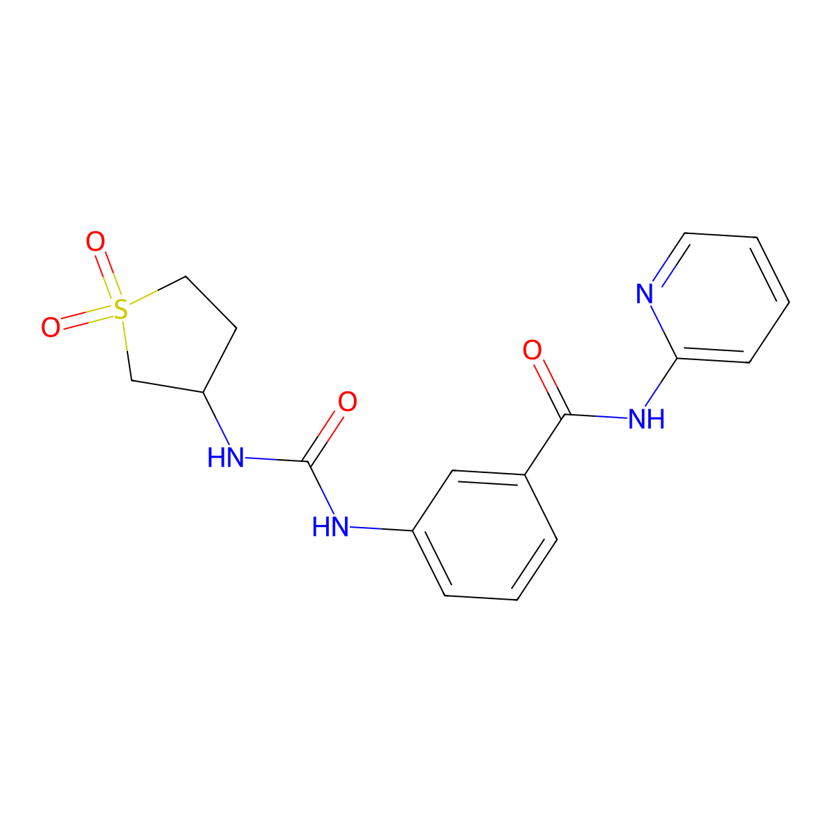 3-{[(1,1-dioxidotetrahydrothiophen-3-yl)carbamoyl]amino}-N-(pyridin-2-yl)benzamide molecular structure, CAS 1144430-79-4
