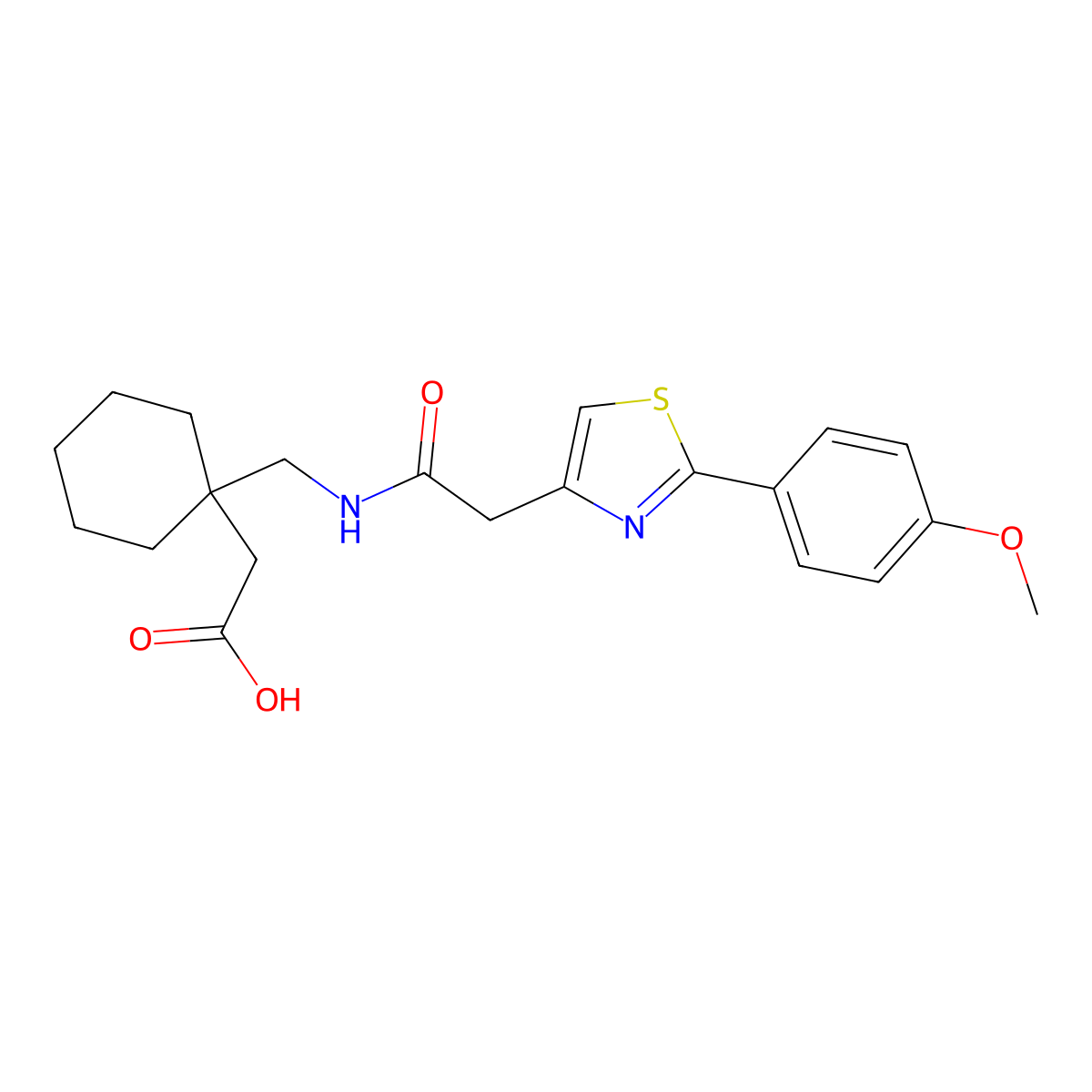 {1-[({[2-(4-Methoxyphenyl)-1,3-thiazol-4-yl]acetyl}amino)methyl]cyclohexyl}acetic acid molecular structure, CAS 1144430-85-2