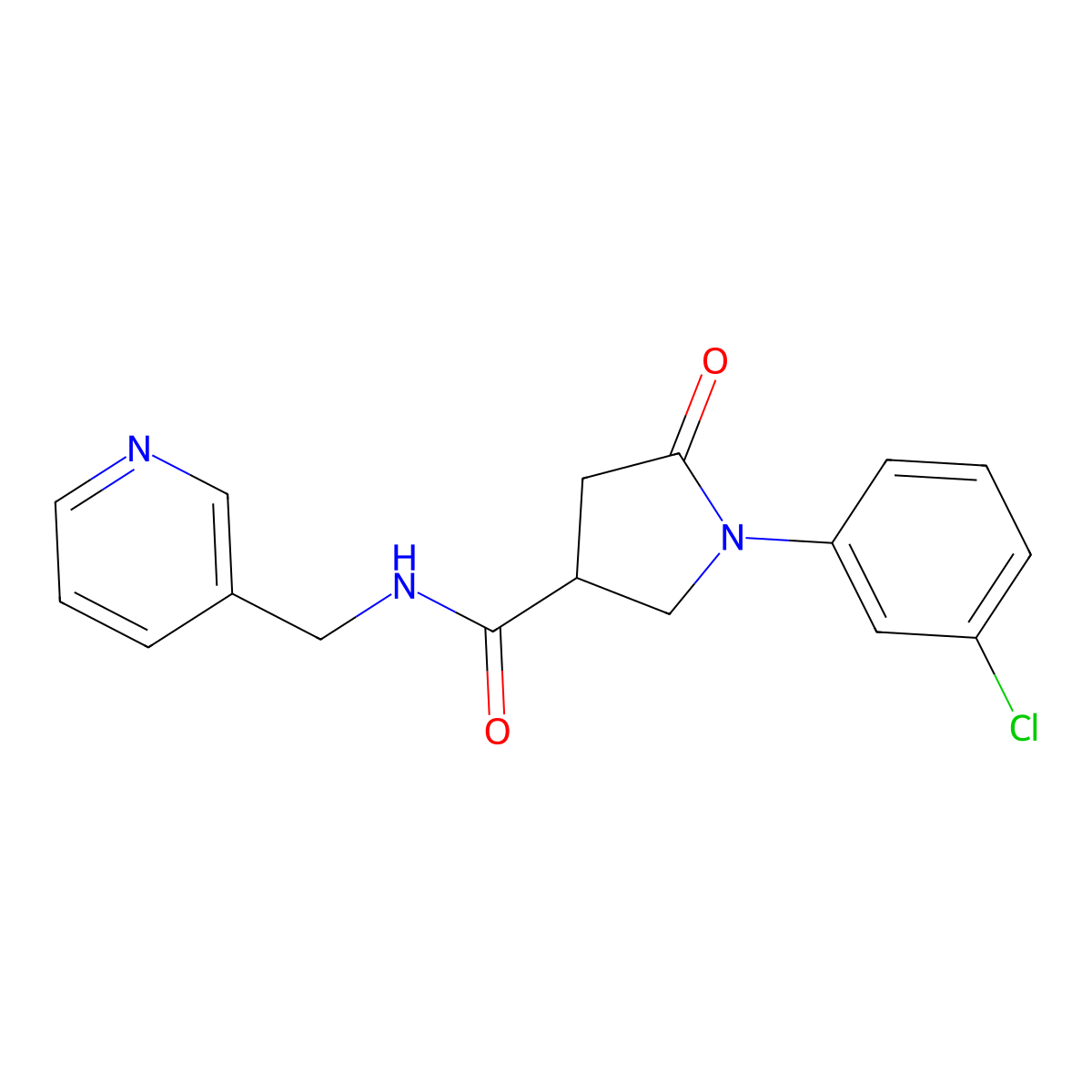 1-(3-chlorophenyl)-5-oxo-N-(pyridin-3-ylmethyl)pyrrolidine-3-carboxamide molecular structure, CAS 1144430-90-9