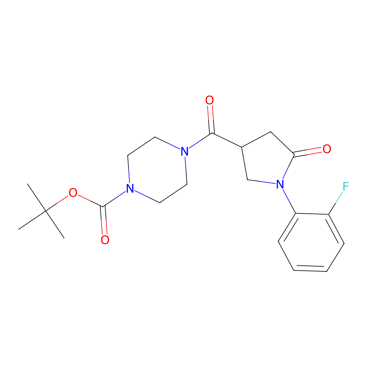 Tert-butyl 4-{[1-(2-fluorophenyl)-5-oxopyrrolidin-3-yl]carbonyl}piperazine-1-carboxylate molecular structure, CAS 1144430-97-6