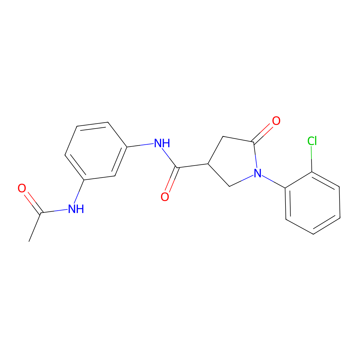 N-[3-(acetylamino)phenyl]-1-(2-chlorophenyl)-5-oxopyrrolidine-3-carboxamide molecular structure, CAS 1144431-19-5