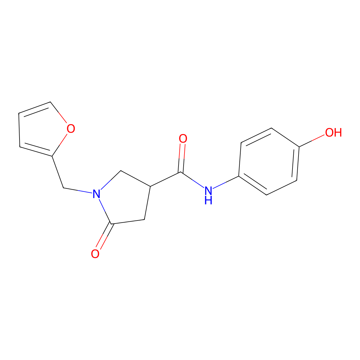 1-(furan-2-ylmethyl)-N-(4-hydroxyphenyl)-5-oxopyrrolidine-3-carboxamide molecular structure, CAS 1144431-81-1