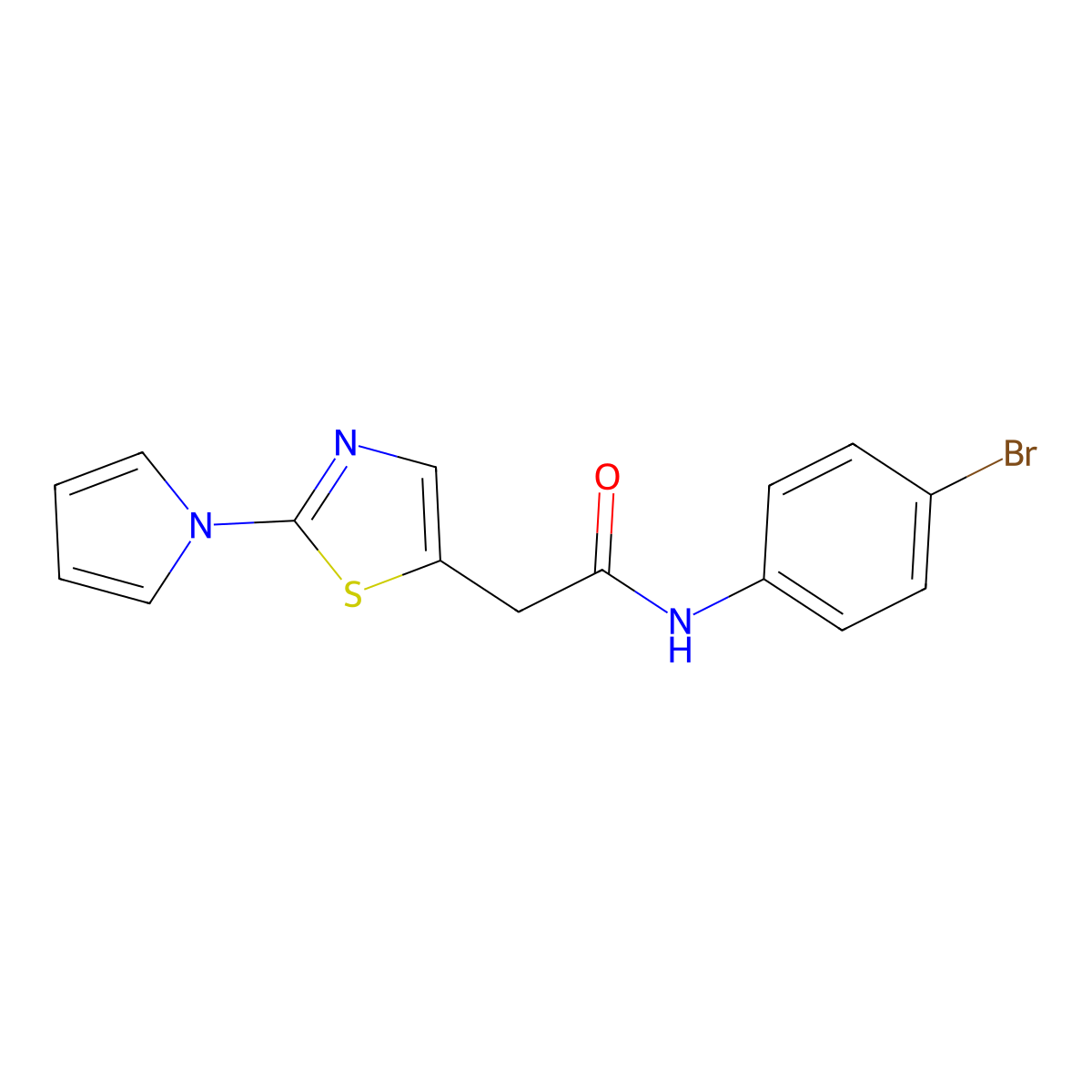 N-(4-bromophenyl)-2-[2-(1H-pyrrol-1-yl)-1,3-thiazol-5-yl]acetamide molecular structure, CAS 1144431-90-2