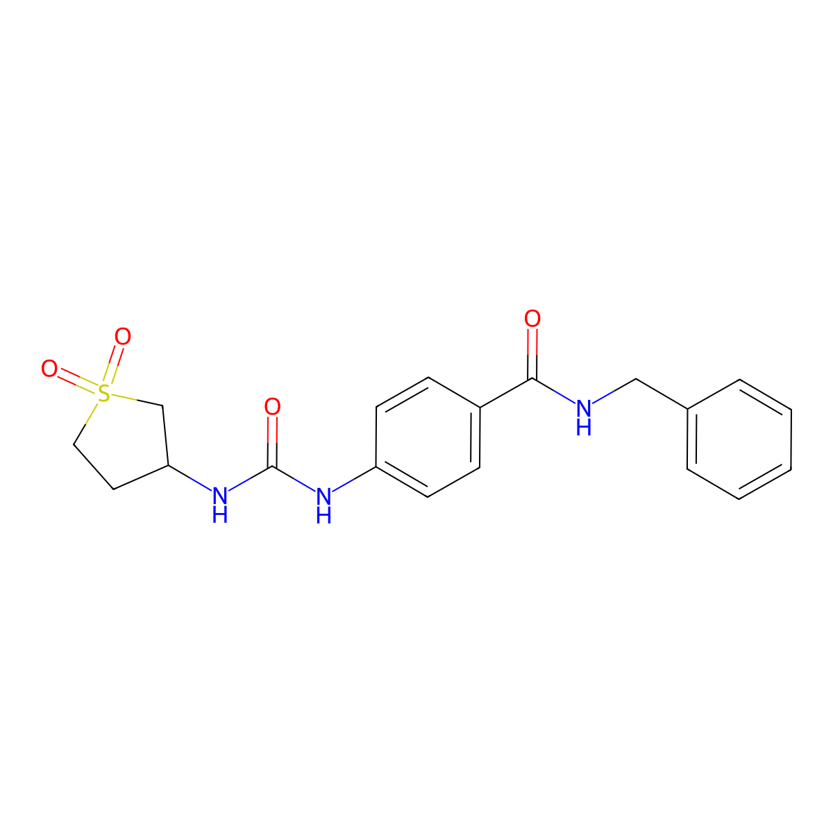 N-benzyl-4-{[(1,1-dioxidotetrahydrothiophen-3-yl)carbamoyl]amino}benzamide molecular structure, CAS 1144431-93-5