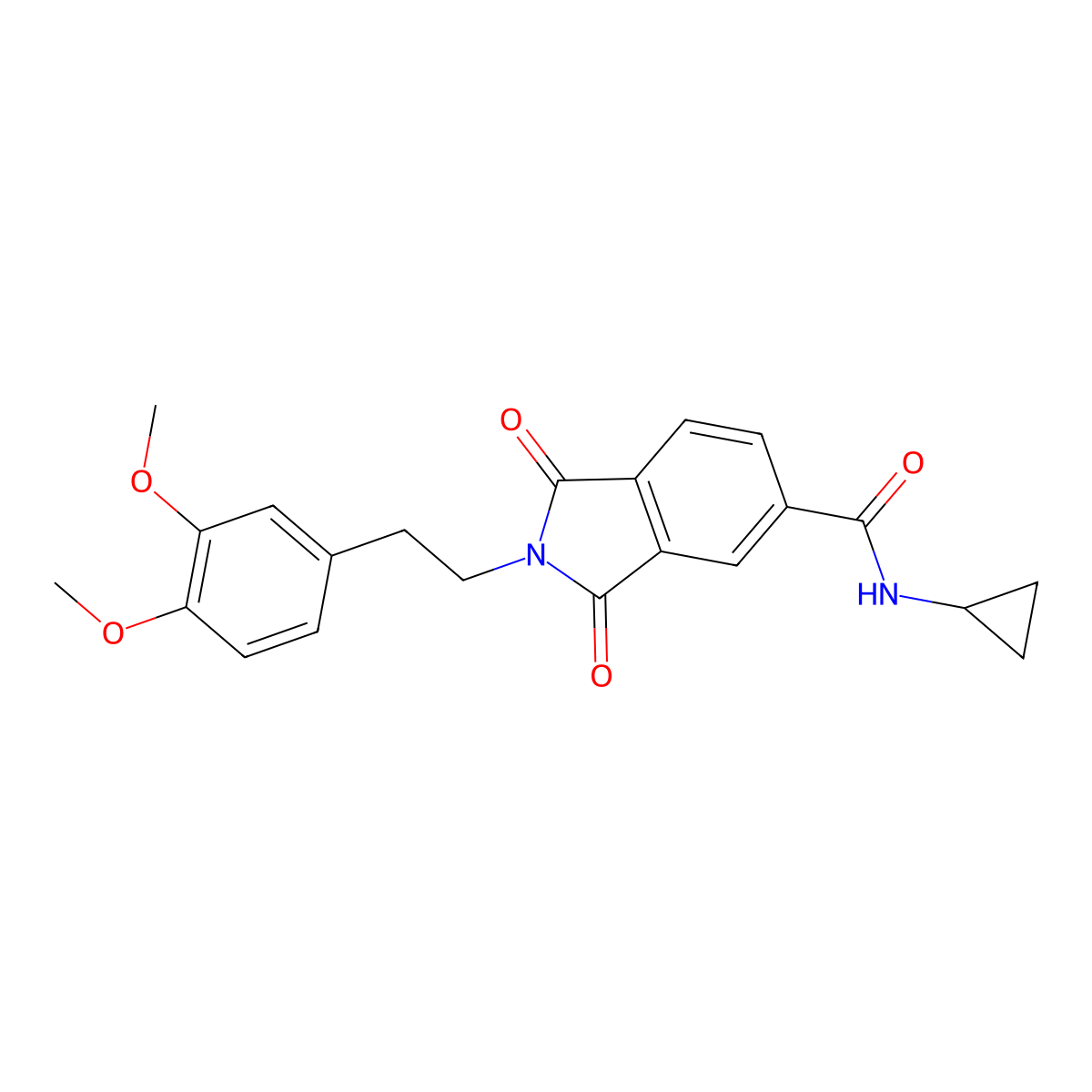 N-cyclopropyl-2-[2-(3,4-dimethoxyphenyl)ethyl]-1,3-dioxo-2,3-dihydro-1H-isoindole-5-carboxamide molecular structure, CAS 1144432-00-7