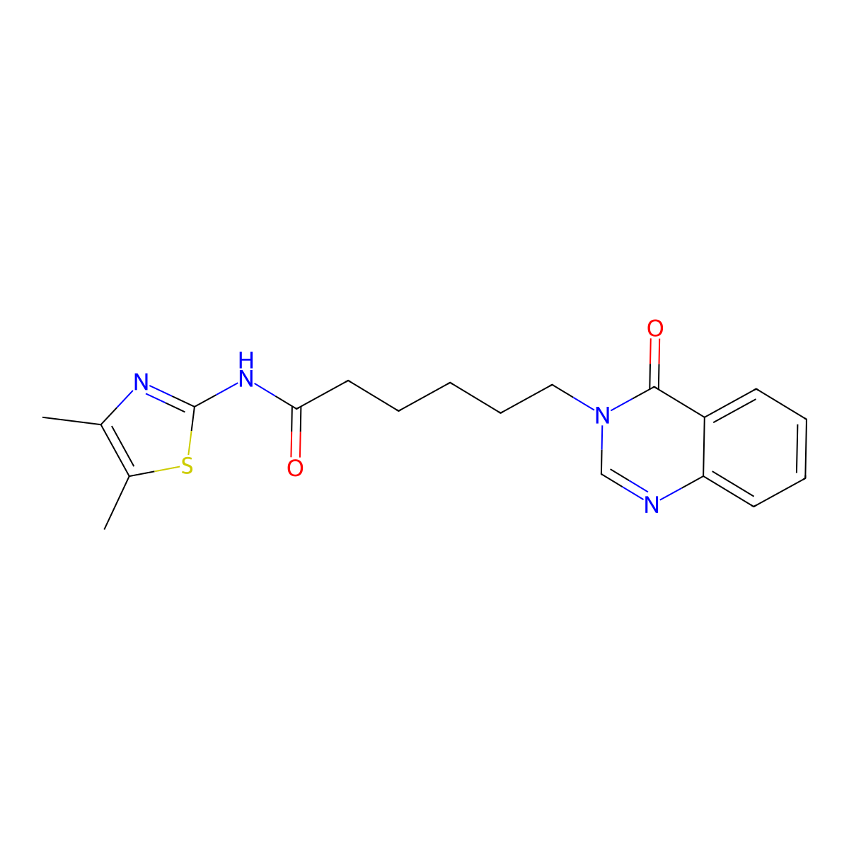 N-[(2E)-4,5-dimethyl-1,3-thiazol-2(3H)-ylidene]-6-(4-oxoquinazolin-3(4H)-yl)hexanamide molecular structure, CAS 1144432-29-0