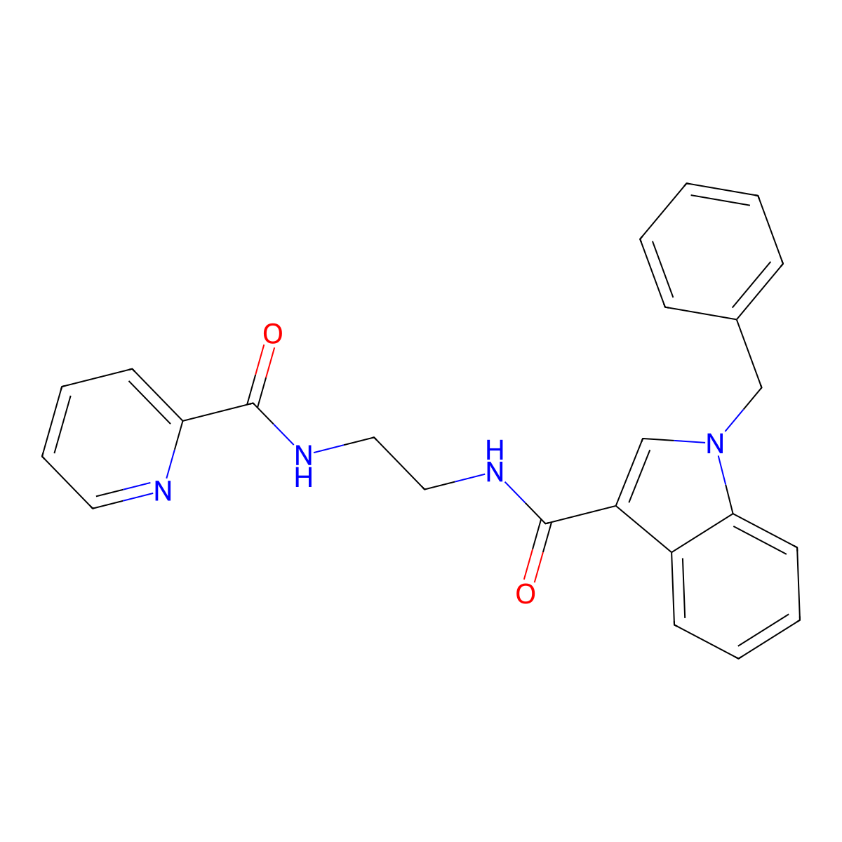 1-benzyl-N-{2-[(pyridin-2-ylcarbonyl)amino]ethyl}-1H-indole-3-carboxamide molecular structure, CAS 1144432-31-4