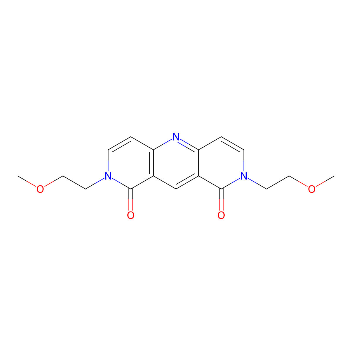 2,8-bis(2-methoxyethyl)pyrido[4,3-b][1,6]naphthyridine-1,9(2H,8H)-dione molecular structure, CAS 1144432-32-5