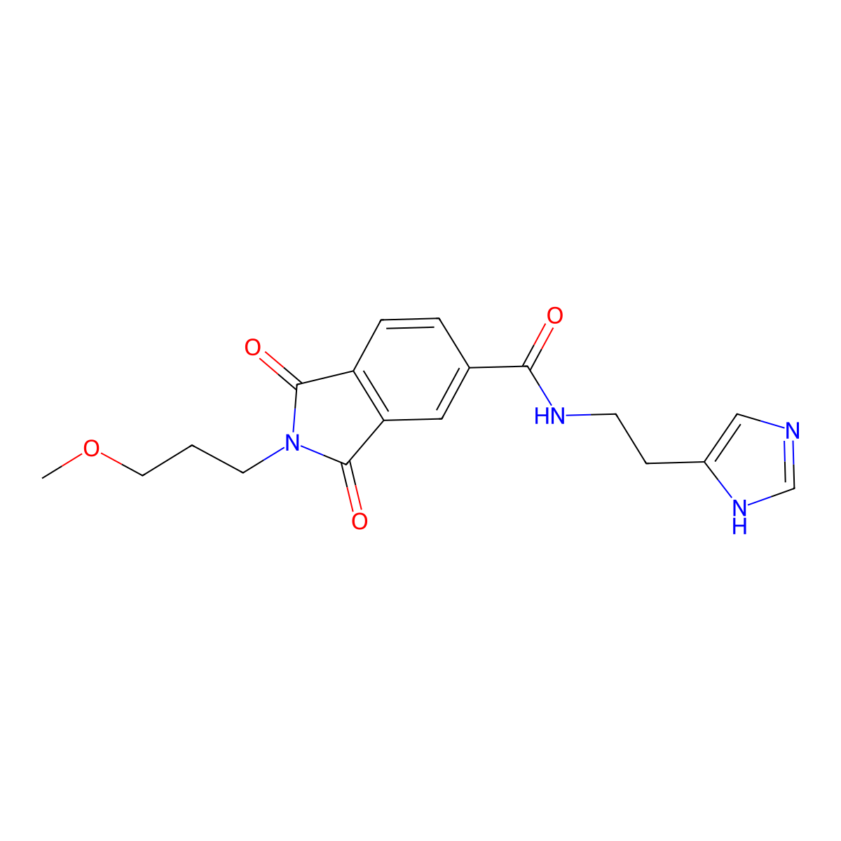 N-[2-(1H-imidazol-4-yl)ethyl]-2-(3-methoxypropyl)-1,3-dioxo-2,3-dihydro-1H-isoindole-5-carboxamide molecular structure, CAS 1144432-56-3