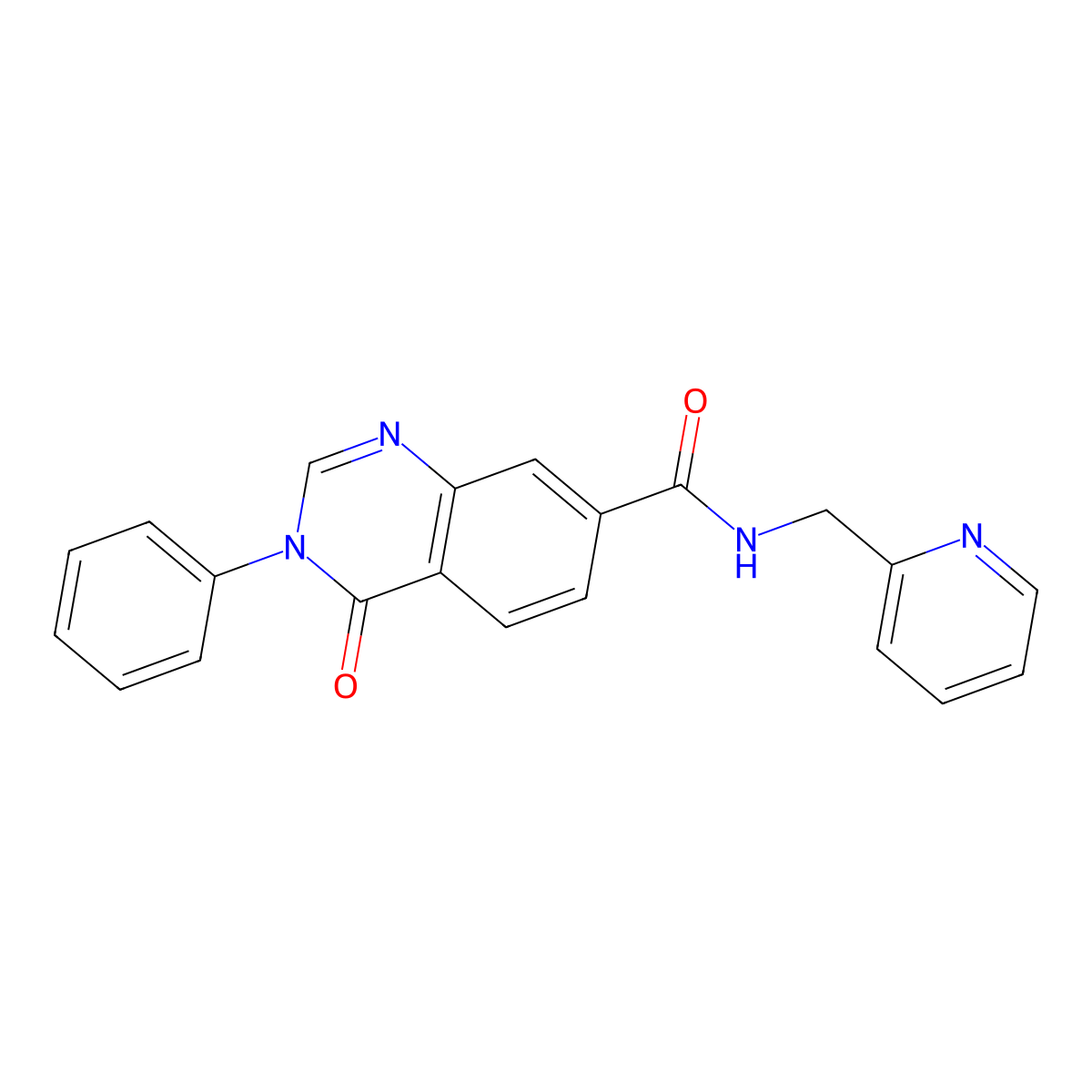 4-oxo-3-phenyl-N-(pyridin-2-ylmethyl)-3,4-dihydroquinazoline-7-carboxamide molecular structure, CAS 1144432-72-3