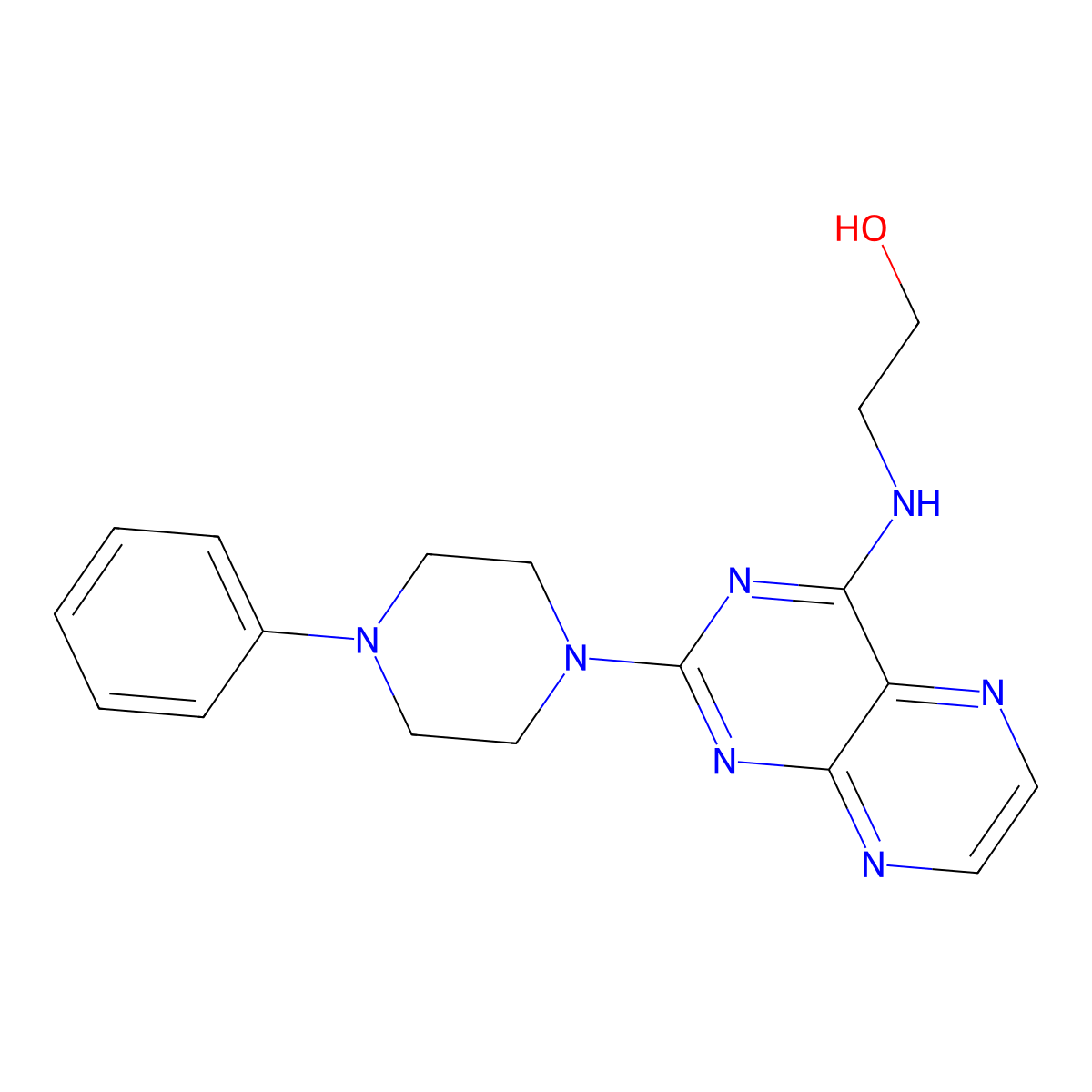2-{[2-(4-Phenylpiperazin-1-yl)pteridin-4-yl]amino}ethanol molecular structure, CAS 1144432-80-3