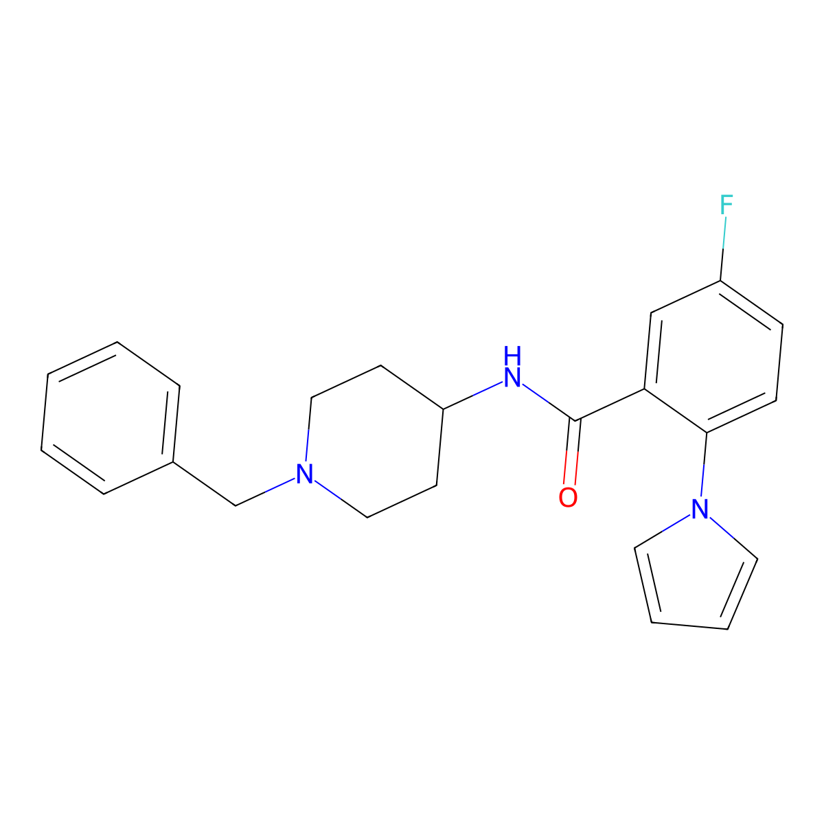 N-(1-benzylpiperidin-4-yl)-5-fluoro-2-(1H-pyrrol-1-yl)benzamide molecular structure, CAS 1144432-87-0