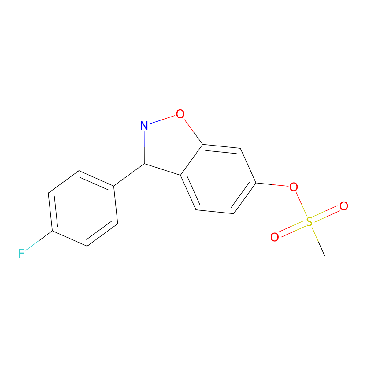 3-(4-Fluorophenyl)-1,2-benzoxazol-6-yl methanesulfonate molecular structure, CAS 1144432-88-1