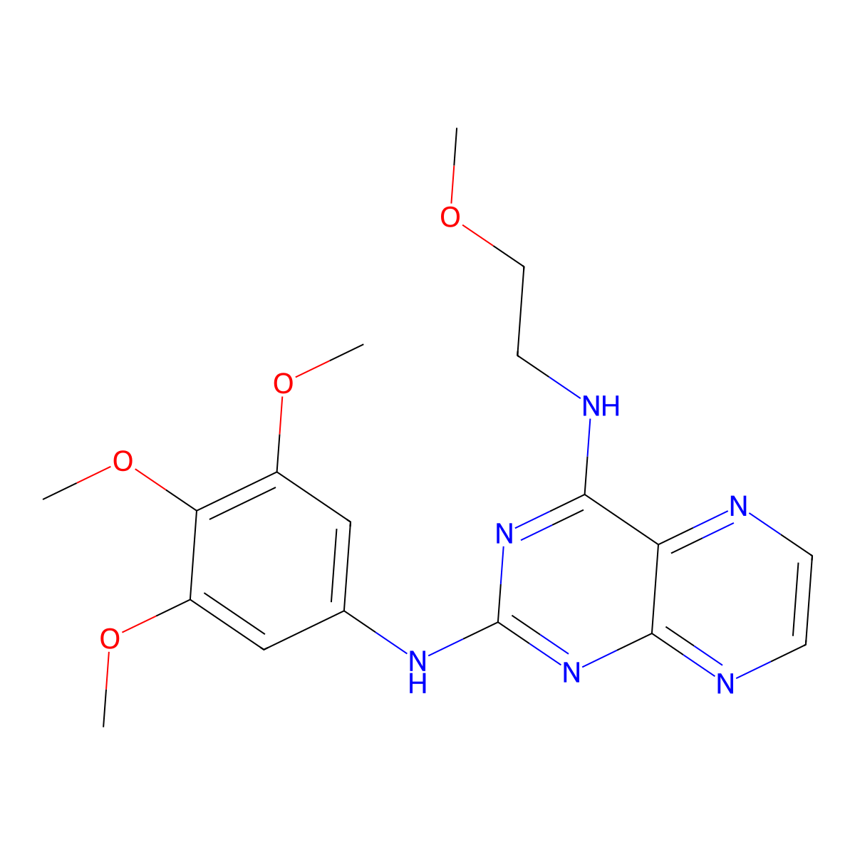 N4-(2-methoxyethyl)-N2-(3,4,5-trimethoxyphenyl)pteridine-2,4-diamine molecular structure, CAS 1144432-99-4