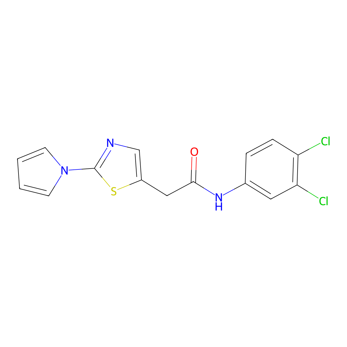 N-(3,4-dichlorophenyl)-2-[2-(1H-pyrrol-1-yl)-1,3-thiazol-5-yl]acetamide molecular structure, CAS 1144433-07-7