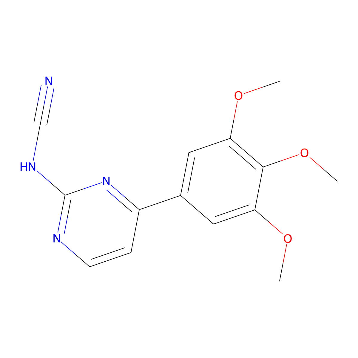 [4-(3,4,5-Trimethoxyphenyl)pyrimidin-2-yl]cyanamide molecular structure, CAS 1144433-09-9