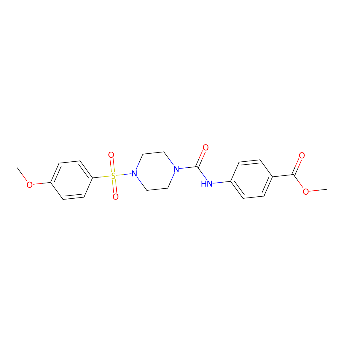 Methyl 4-[({4-[(4-methoxyphenyl)sulfonyl]piperazin-1-yl}carbonyl)amino]benzoate molecular structure, CAS 1144433-11-3