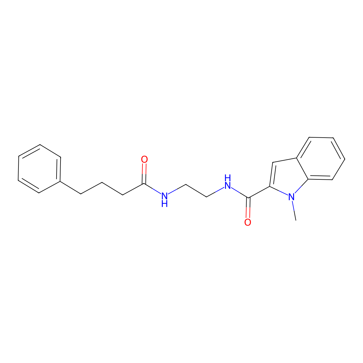 1-methyl-N-{2-[(4-phenylbutanoyl)amino]ethyl}-1H-indole-2-carboxamide molecular structure, CAS 1144433-17-9