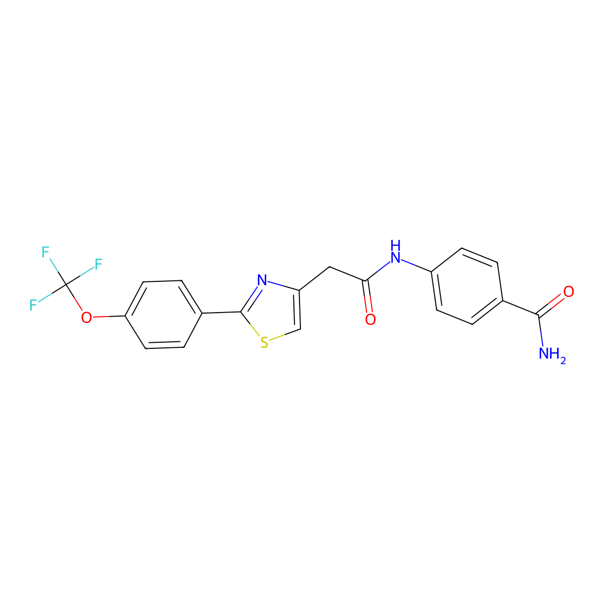 4-[({2-[4-(Trifluoromethoxy)phenyl]-1,3-thiazol-4-yl}acetyl)amino]benzamide molecular structure, CAS 1144433-20-4