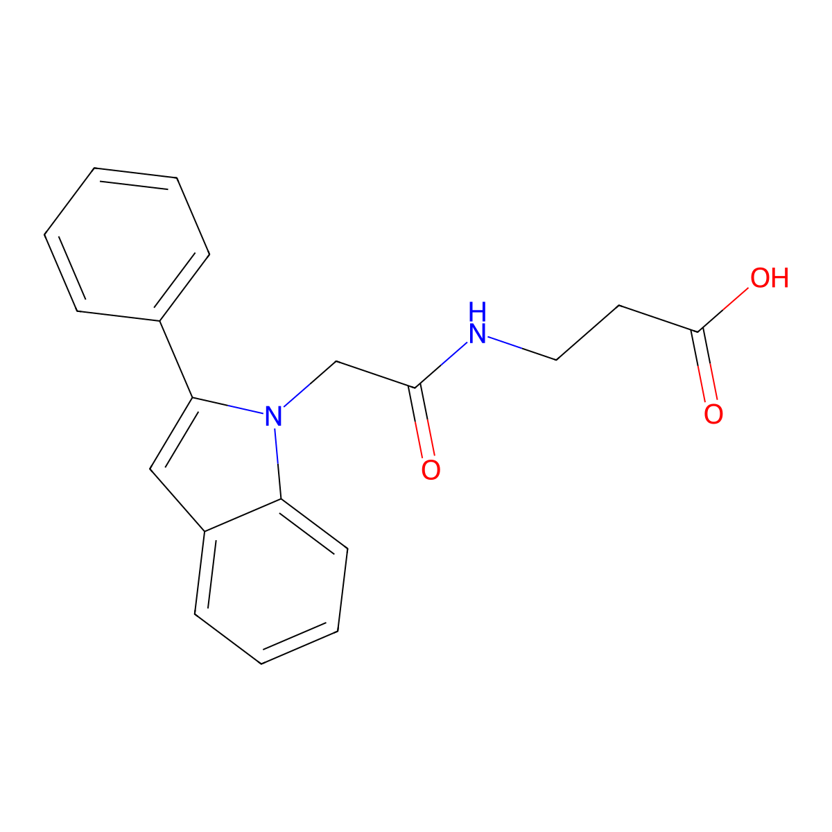 3-[2-(2-phenyl-1H-indol-1-yl)acetamido]propanoic acid molecular structure, CAS 1144433-24-8