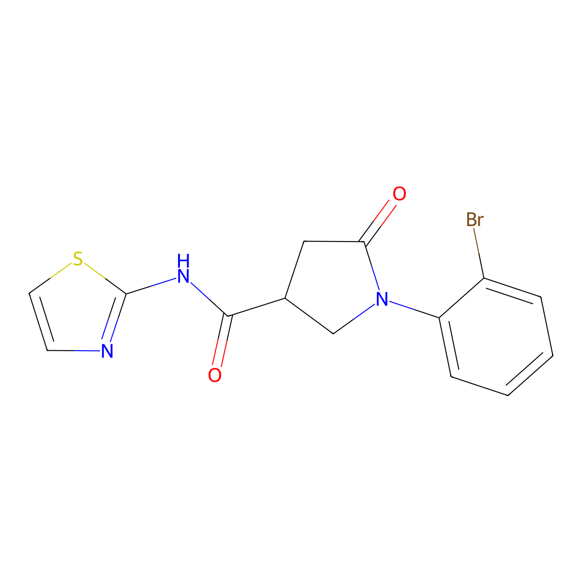 1-(2-bromophenyl)-5-oxo-N-(1,3-thiazol-2-yl)pyrrolidine-3-carboxamide molecular structure, CAS 1144433-28-2