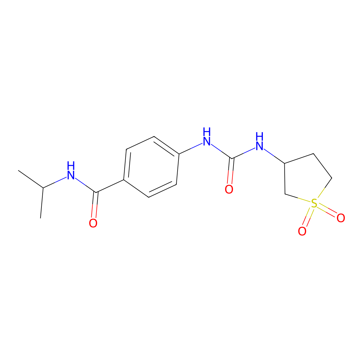 4-{[(1,1-dioxidotetrahydrothiophen-3-yl)carbamoyl]amino}-N-(propan-2-yl)benzamide molecular structure, CAS 1144433-34-0