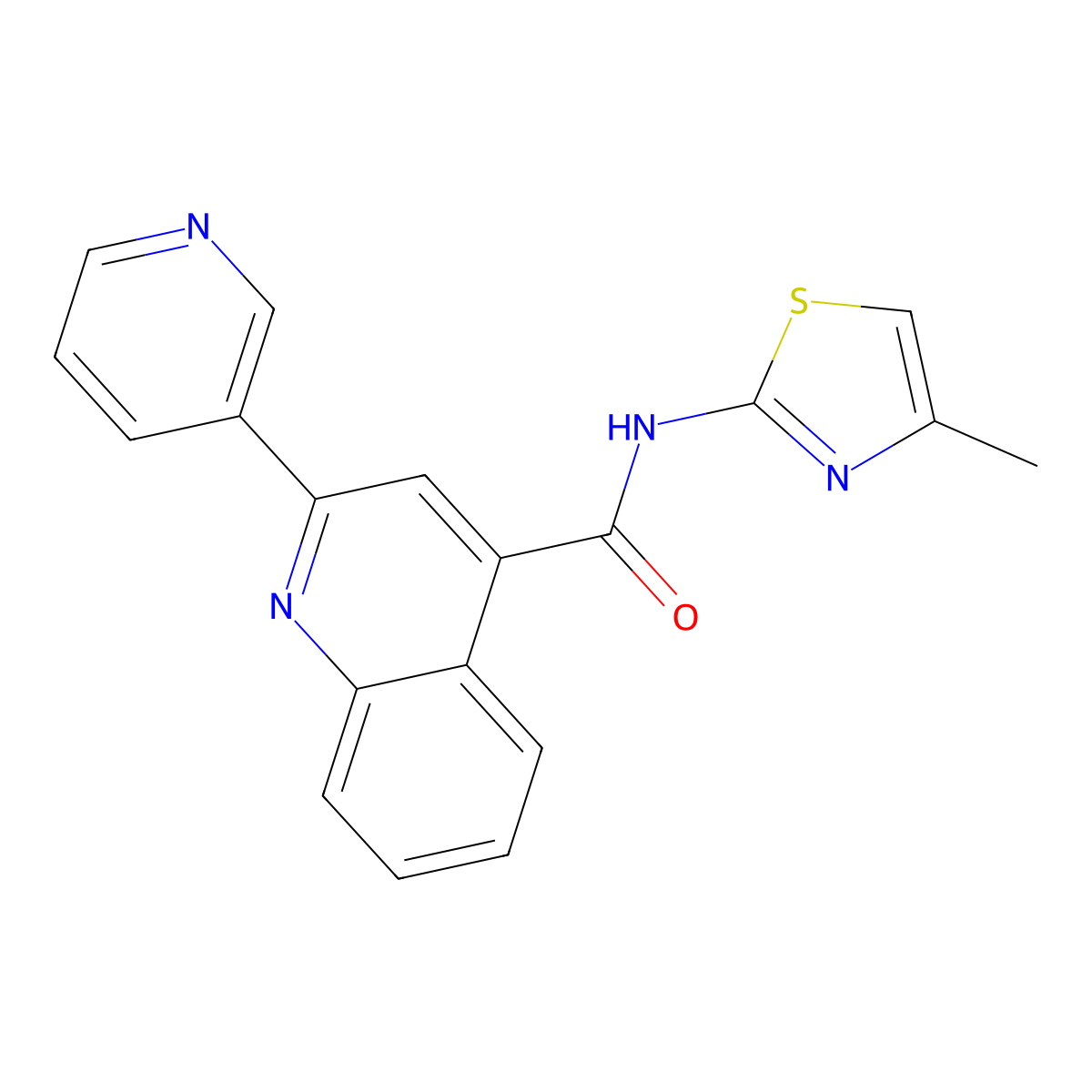 N-[(2Z)-4-methyl-1,3-thiazol-2(3H)-ylidene]-2-(pyridin-3-yl)quinoline-4-carboxamide molecular structure, CAS 1144433-36-2