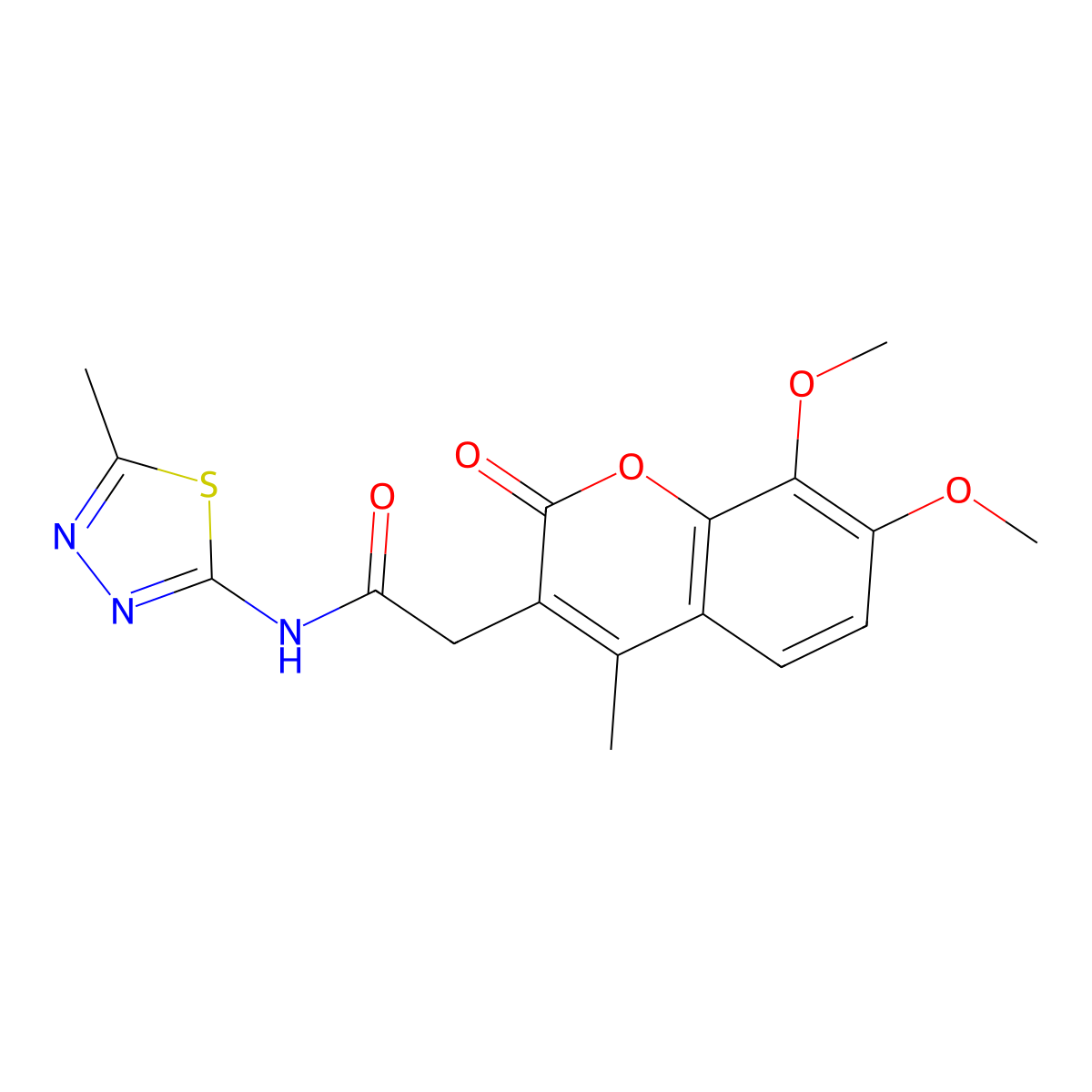 2-(7,8-dimethoxy-4-methyl-2-oxo-2H-chromen-3-yl)-N-[(2E)-5-methyl-1,3,4-thiadiazol-2(3H)-ylidene]acetamide molecular structure, CAS 1144433-49-7
