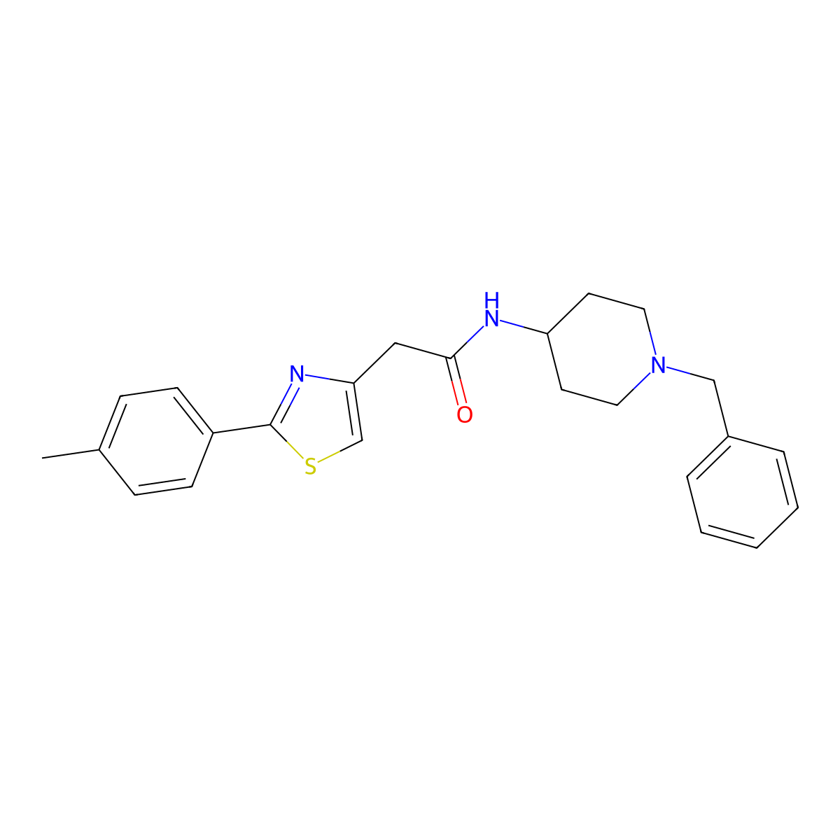 N-(1-benzylpiperidin-4-yl)-2-[2-(4-methylphenyl)-1,3-thiazol-4-yl]acetamide molecular structure, CAS 1144433-67-9