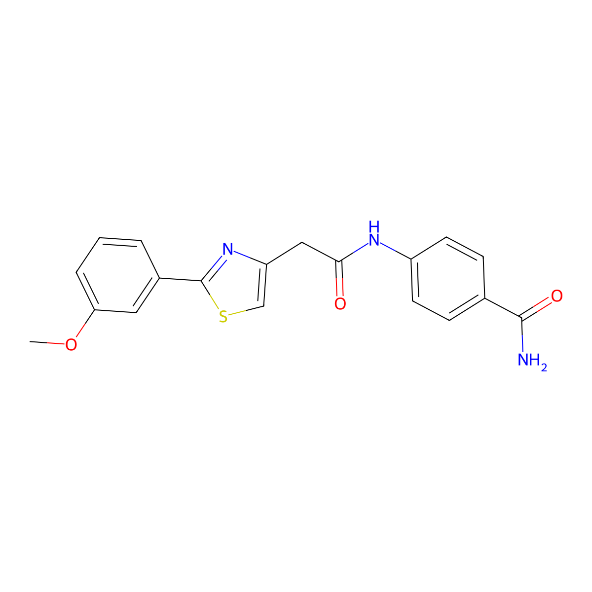 4-({[2-(3-Methoxyphenyl)-1,3-thiazol-4-yl]acetyl}amino)benzamide molecular structure, CAS 1144434-09-2